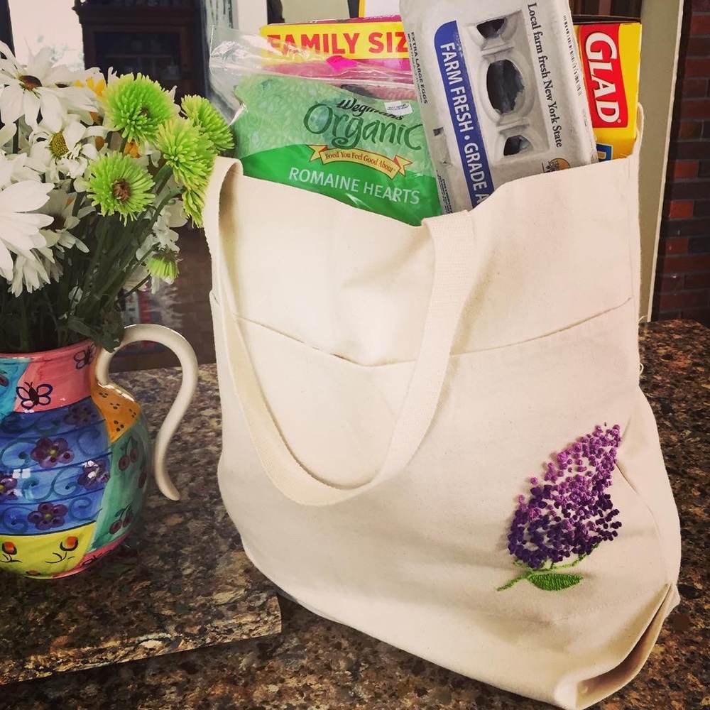 Hand embroidered tote bags. Made 2 order. I. take specific flower requests.